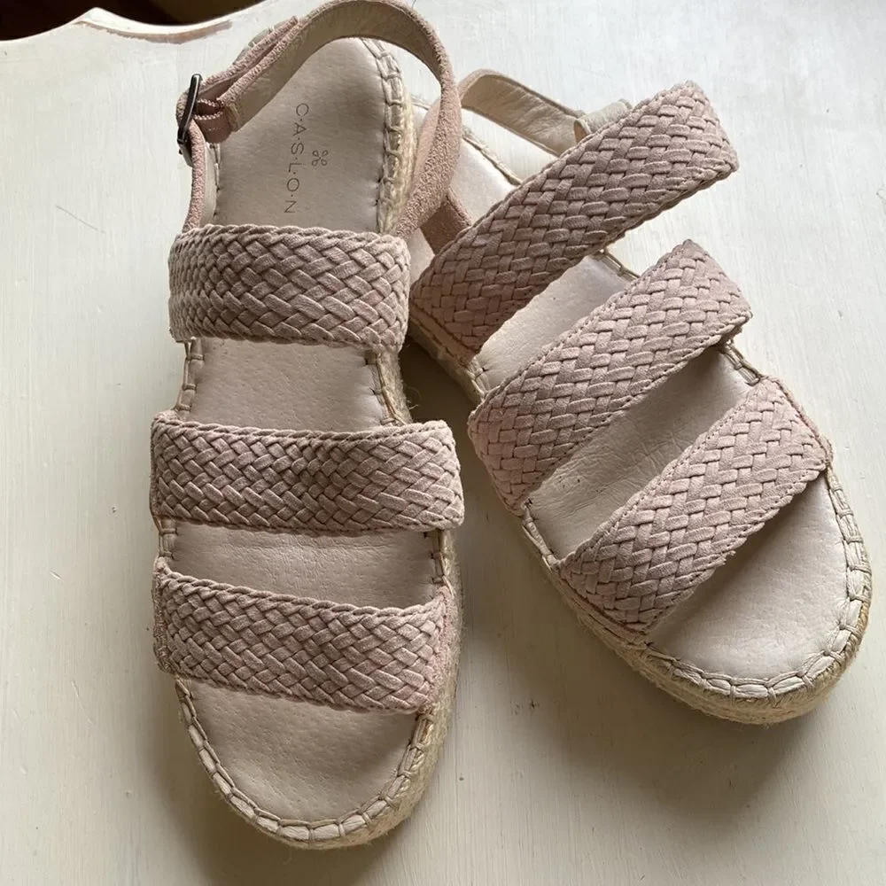 Nordstrom Caslon Braided Leather Espadrille Sandel Size 9.5